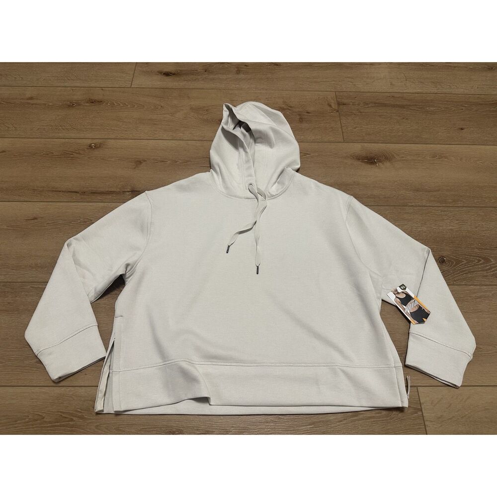 Avia Women's Scuba Hoodie Khaki Safari Off White Zip Sides XL NWT